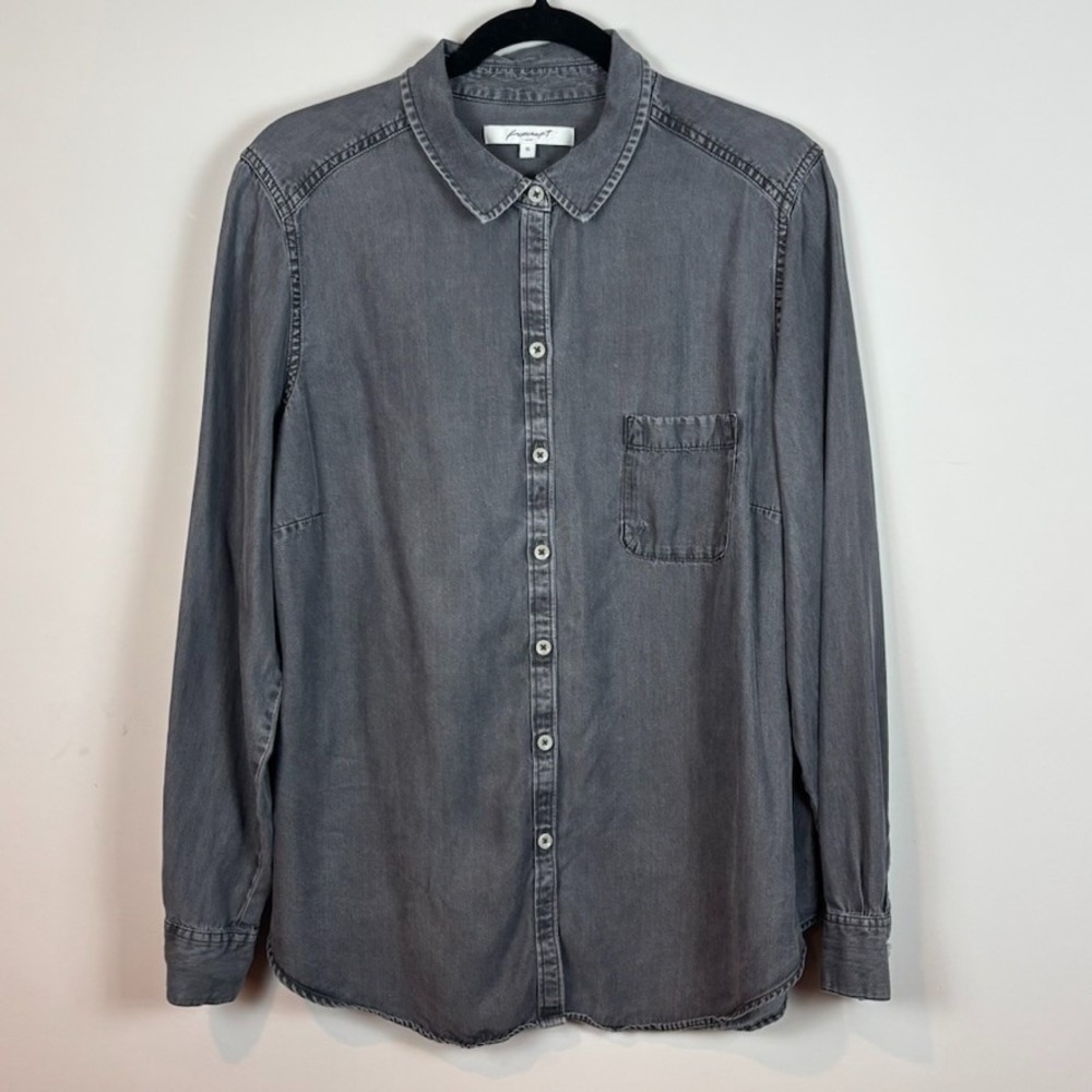 Foxcroft Black cTencel Lyocell Button up Shirt Sz 16 Comfort Workwear Classic